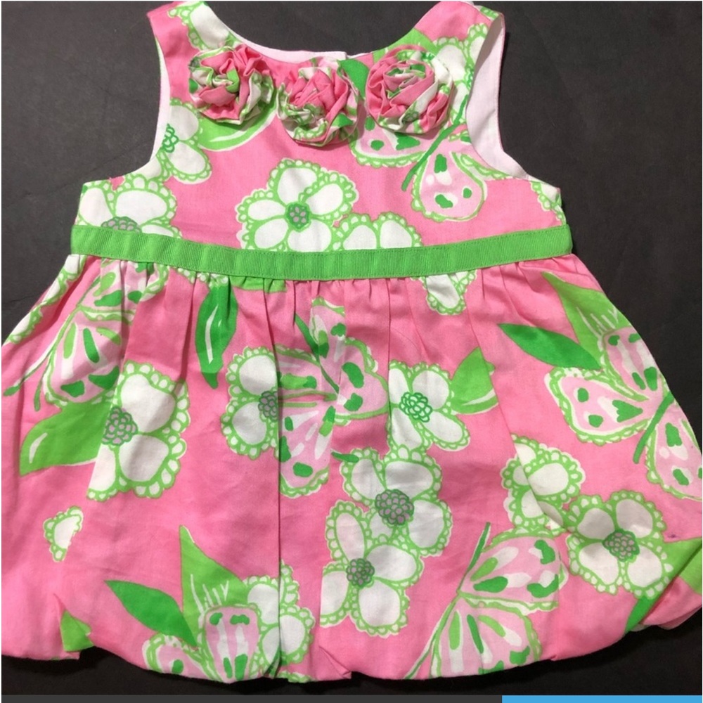 Lilly Pulitzer Pink & Green Floral Bubble Dress - Girls